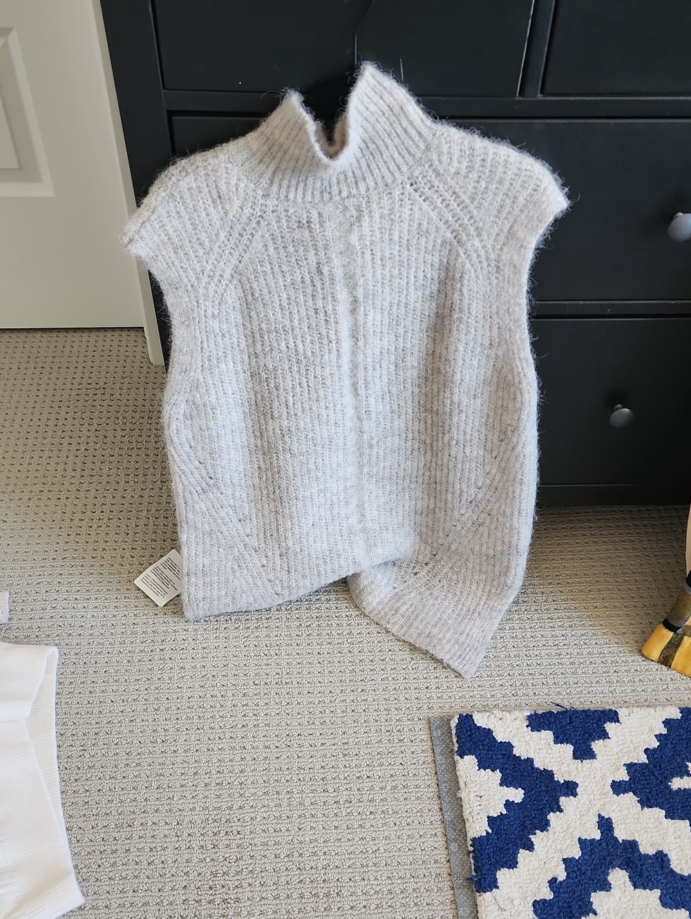 Topshop Cozy Mock Neck Sleeveless Knit Sweater Vest - Light Gray
